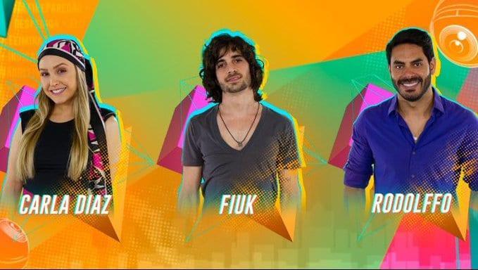Rodolffo, Carla Dias e Fiuk formam paredão da semana